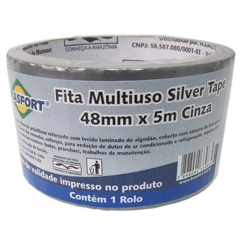 FITA SILVER TAPE CINZA 48MM X 5M - BRASFORT