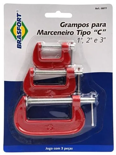 JG. GRAMPO P/ MARCENEIRO TIPO C'' C/ 3 PC - BRASFORT