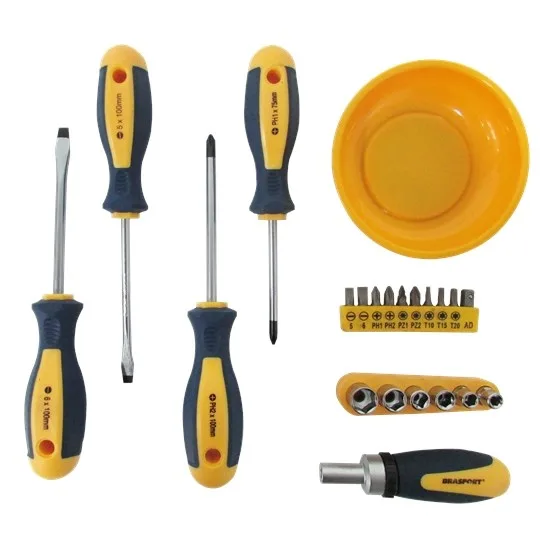 JG. CHAVE FENDA/PHILIPS/BITS/CATRACA/PRATO C/ 22 PC - BRASFORT