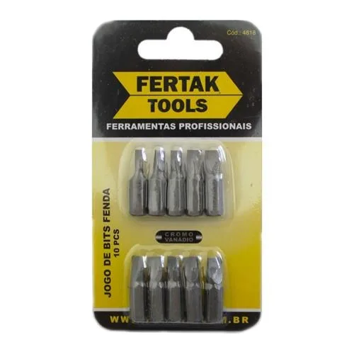 JG. BITS FENDA CURTO 25MM CRV C/ 10 PC - FERTAK