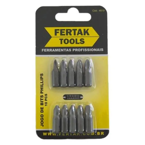 JG. BITS PHILIPS PH2 25MM CURTO CRV C/ 10 PC - FERTAK