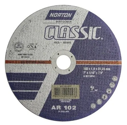 DISCO CORTE INOX 4.1/2'' X 1,0MM X 7/8 - CLASSIC