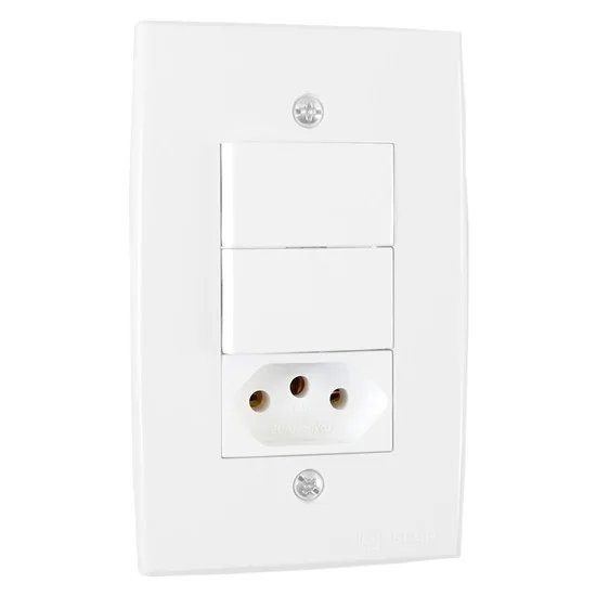 PEE UNA CJ. 2 INTERRUPTOR SIMPLES +1 TOMADA 2P+T 20A C/ PLACA BRANCO