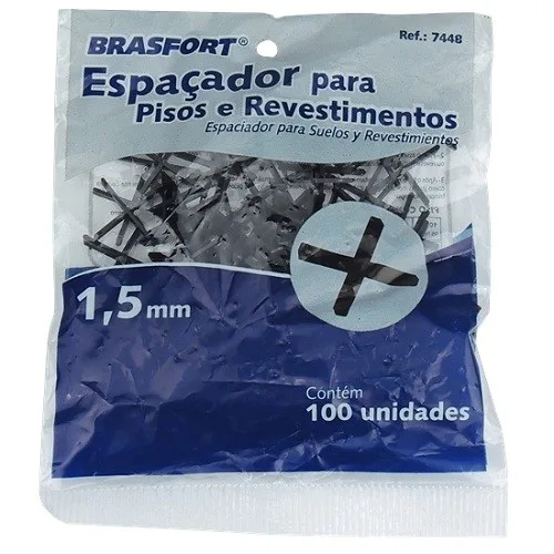 ESPACADOR PISO CRUZ 1,5 MM C/ 100 UN - BRASFORT