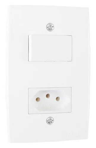 PEE UNA CJ. 1 INTERRUPTOR PARALELO + 1 TOMADA 2P+T 20A C/ PLACA BRANCO