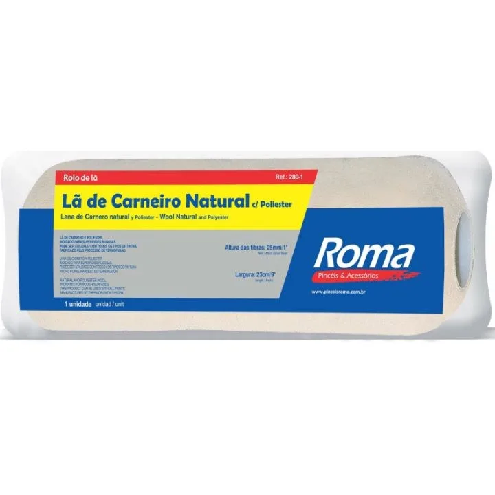 ROLO LA/POLIESTER 23CM S/ CABO - PINCEIS ROMA