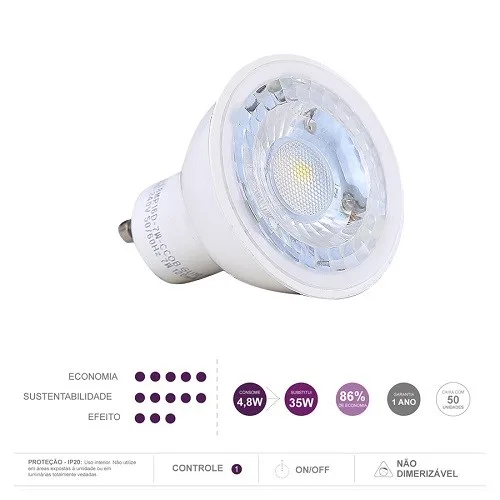 LAMPADA LED DICROICA GU10 4,8W 3000K AMARELA - L.D