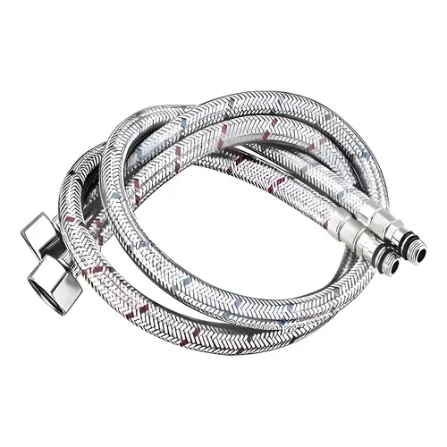 ENGATE CROMADO FLEXIVEL MALHA INOX TRANC. MONOCOMANDO (PAR) - ULTRA METAIS
