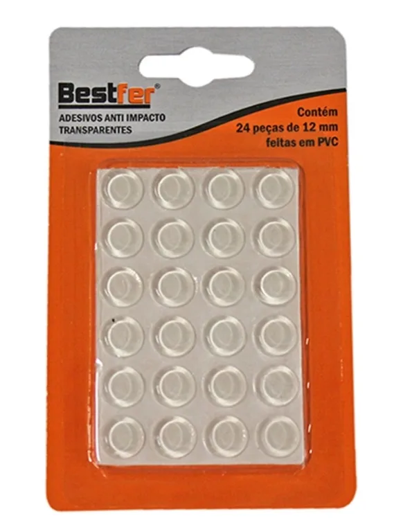 ADESIVO ANTI-IMPACTO SILICONE TRANSP. C/ 24 UN 12MM - BF