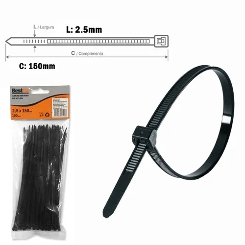 ABRAC NYLON PR 2.5MM X 150MM C/ 100 UN - BF