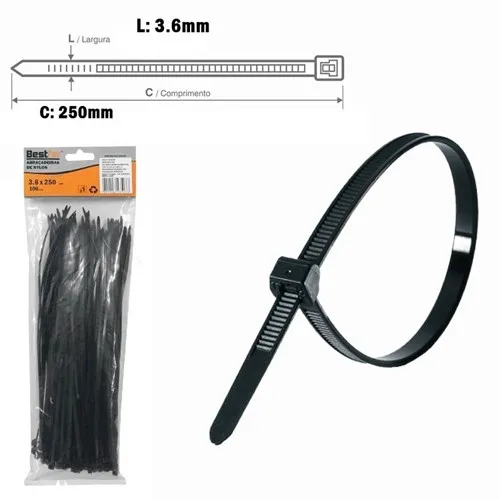 ABRAC NYLON PR 3.6MM X 250MM C/ 100 UN - BF