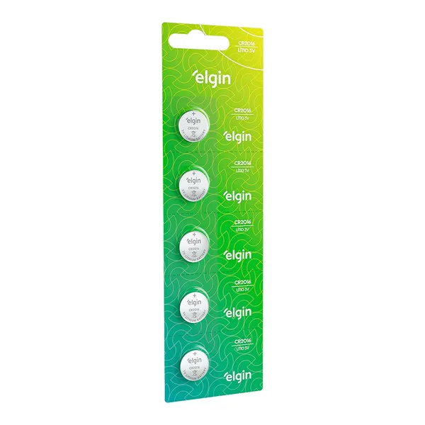 PILHA BATERIA BOTAO LITIO CR2016 (CARTELA C/ 5 PC) - ELGIN