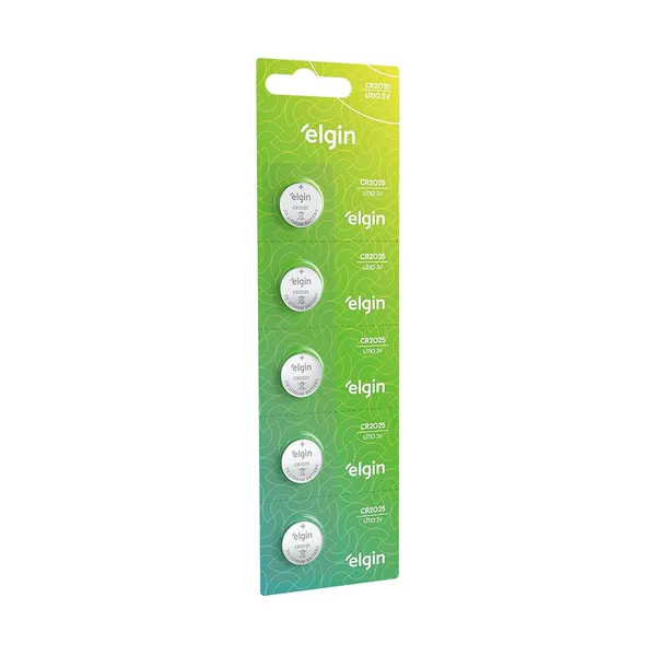 PILHA BATERIA BOTAO LITIO CR2025 (CARTELA C/ 5 PC) - ELGIN