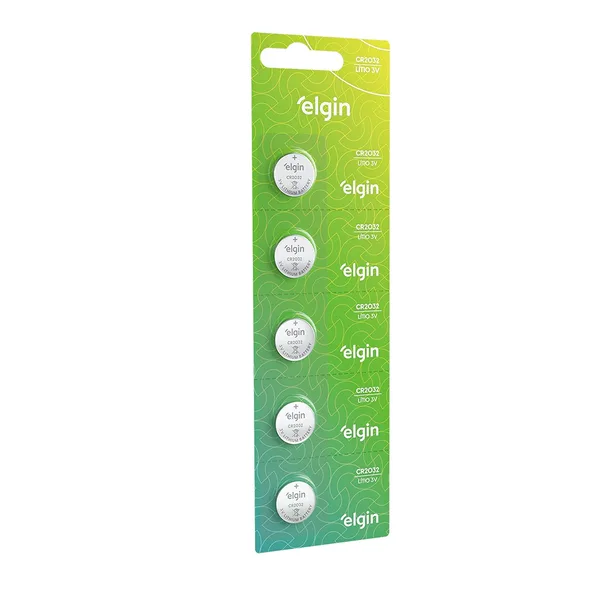 PILHA BATERIA BOTAO LITIO CR2032 (CARTELA C/5 PC) - ELGIN