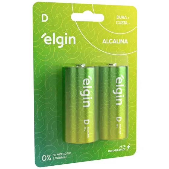 PILHA D ALCALINA LR20 BLISTER C/ 2 PC - ELGIN