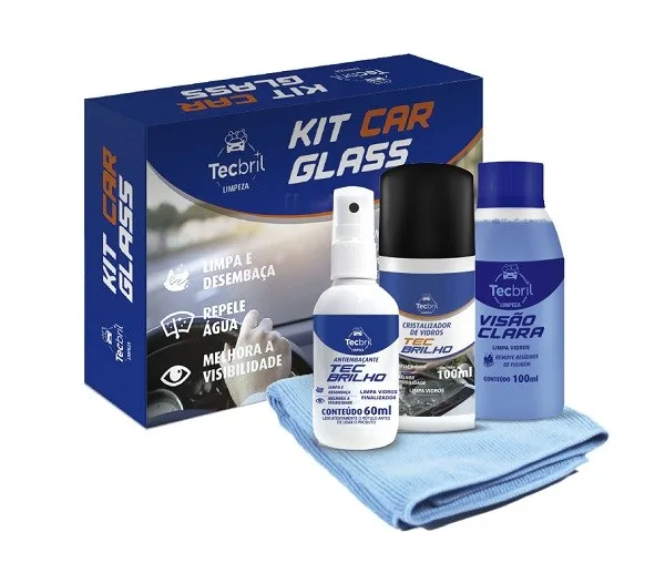 KIT LIMPEZA CAR GLASS C/ 4 ITENS - TECBRIL