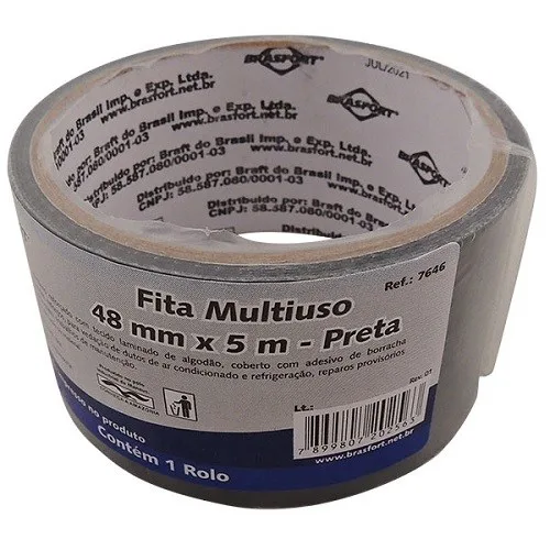FITA SILVER TAPE PRETA 48MM X 10M - BRASFORT