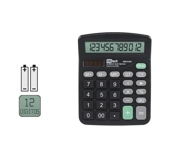 CALCULADORA ELETRONICA A PILHA 12 DIGITOS - MBTECH
