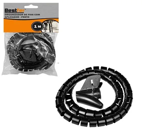 ORGANIZADOR DE FIOS C/ APLICADOR 1,0M X 20MM PRETO - BF