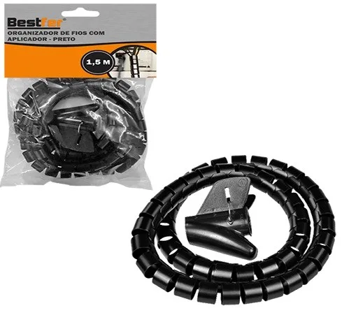ORGANIZADOR DE FIOS C/ APLICADOR 1,5M X 20MM PRETO - BF