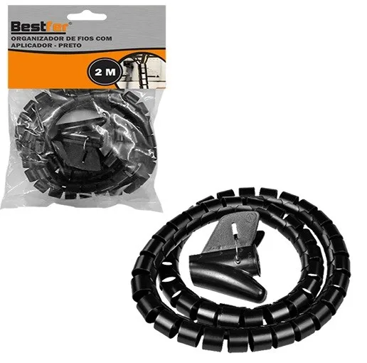 ORGANIZADOR DE FIOS C/ APLICADOR 2,0M X 20MM PRETO - BF