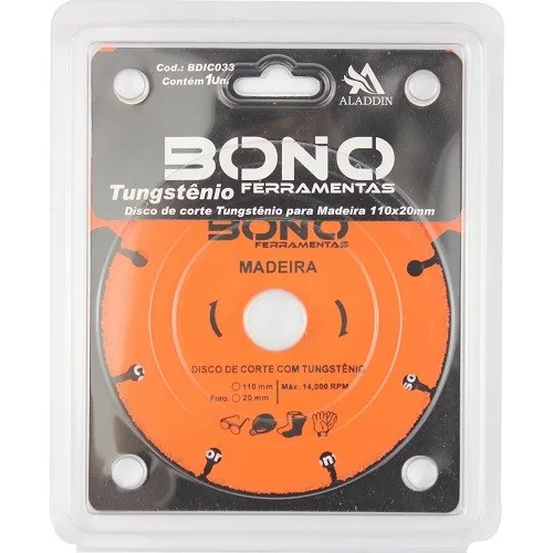 DISCO CORTE TUNGSTENIO P/ MADEIRA 110 X 20 MM - BONO