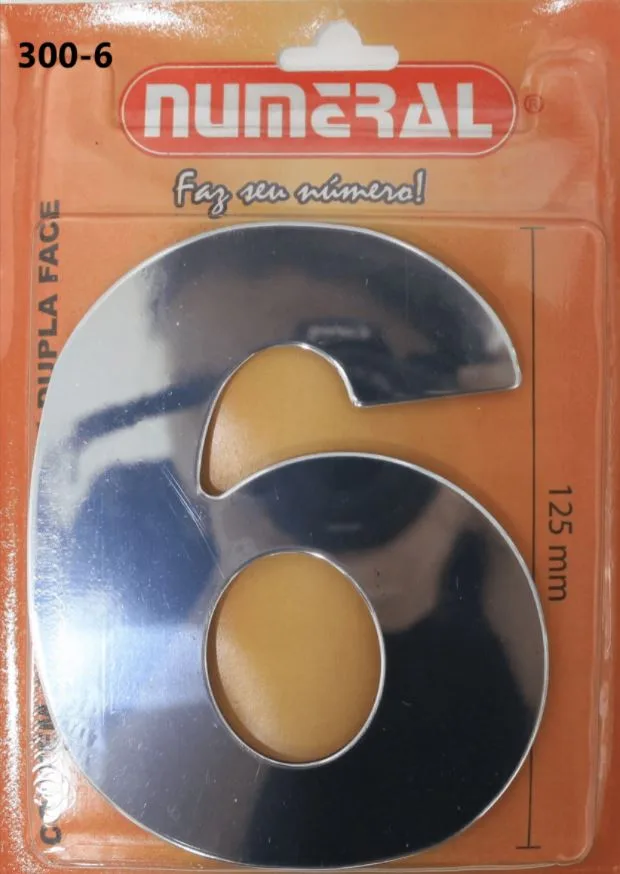 NUMERO 125MM ACM ESPELHADO 6 - NUMERAL