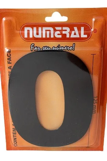 NUMERO 125MM ACM PRETO 0 - NUMERAL