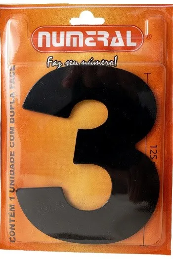 NUMERO 125MM ACM PRETO 3 - NUMERAL