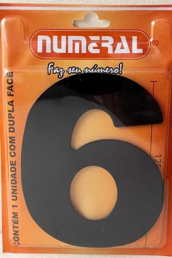 NUMERO 125MM ACM PRETO 6 - NUMERAL