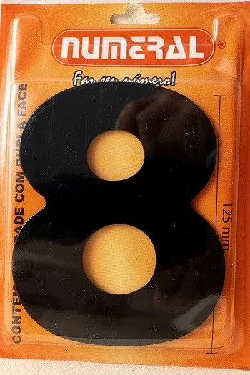 NUMERO 125MM ACM PRETO 8 - NUMERAL