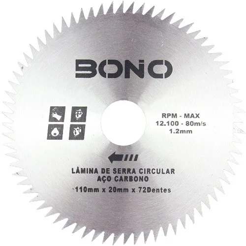 DISCO SERRA CIRC. ACO CARB. 4.3/8 X 72D X 20MM - BONO