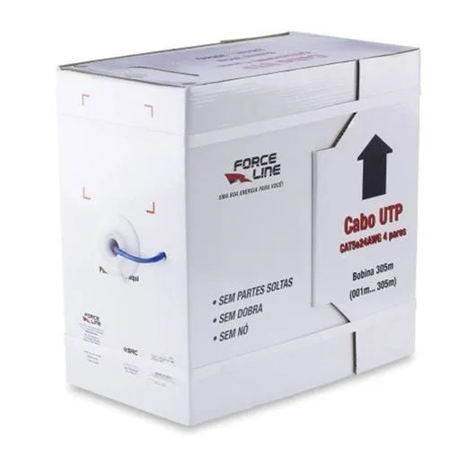 CABO DE REDE LAN CAT5E 24 AWG 4 PARES C/ 305 M - FORCE LINE