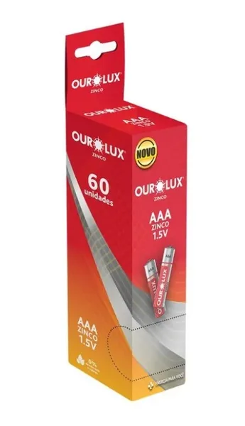 PILHA AAA ZINCO-CARVAO CX C/ 60 PC - OUROLUX