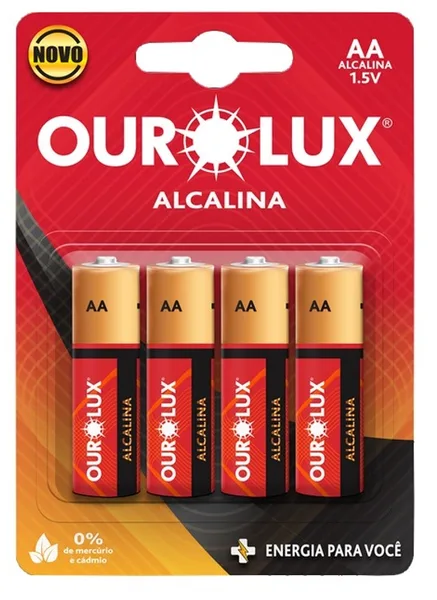 PILHA AA ALCALINA BLISTER C/ 4 PC - OUROLUX