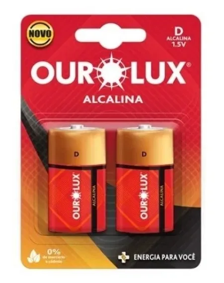 PILHA D ALCALINA LR20 BLISTER C/ 2 PC - OUROLUX