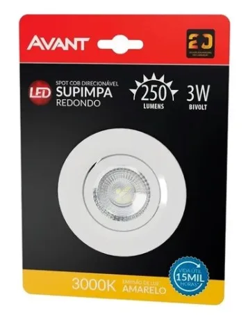 SPOT DICROICA LED SMD REDONDO 3W 3000K AMARELA - AVANT