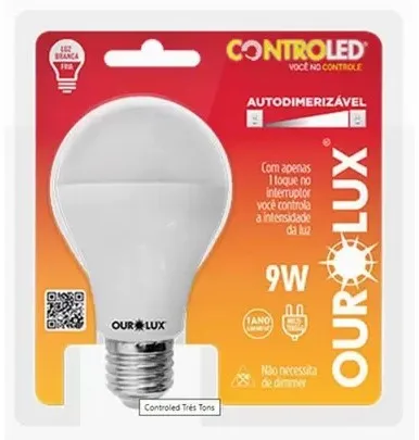 CONTROLED 9W 6500K AUTO DIMERIZAVEL BIVOLT - OUROLUX