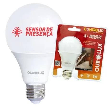 CONTROLED 9W 6500K SENSOR DE PRESENCA - OUROLUX