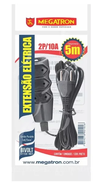 EXTENSAO CABO PARALELO 2 X 0,75MM 5M - MEGATRON