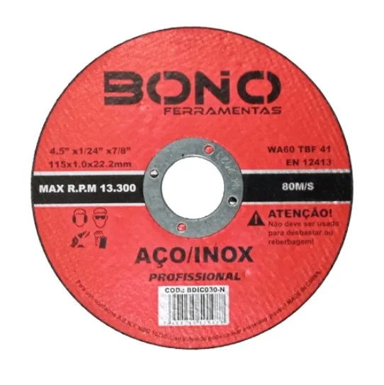 DISCO CORTE INOX 7'' X 1,6MM X 7/8 LARANJA / AZUL - BONO