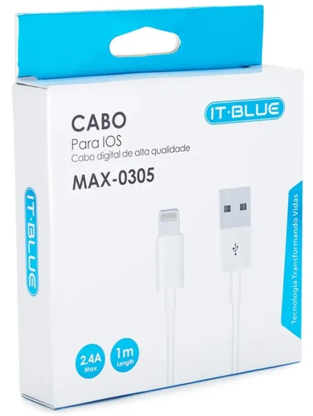 CABO DE DADOS USB // IOS 100% COBRE 2.4 A MAX0305