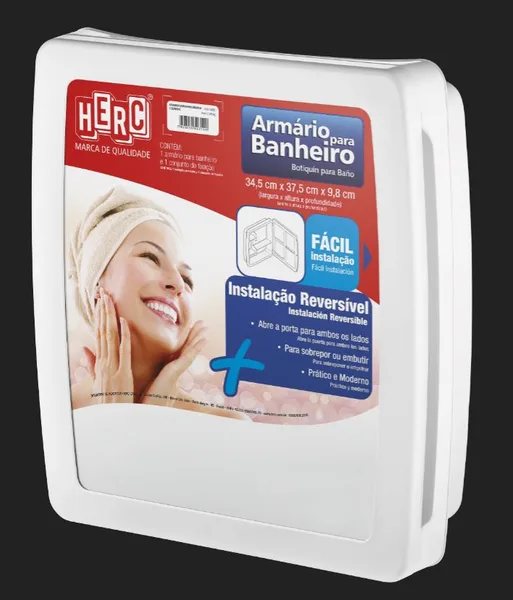 ARMARIO P/ BANHEIRO BRANCO C/ ESPELHO - HERC