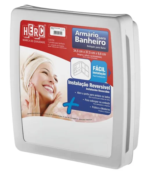 ARMARIO P/ BANHEIRO CINZA CLARO C/ ESPELHO - HERC
