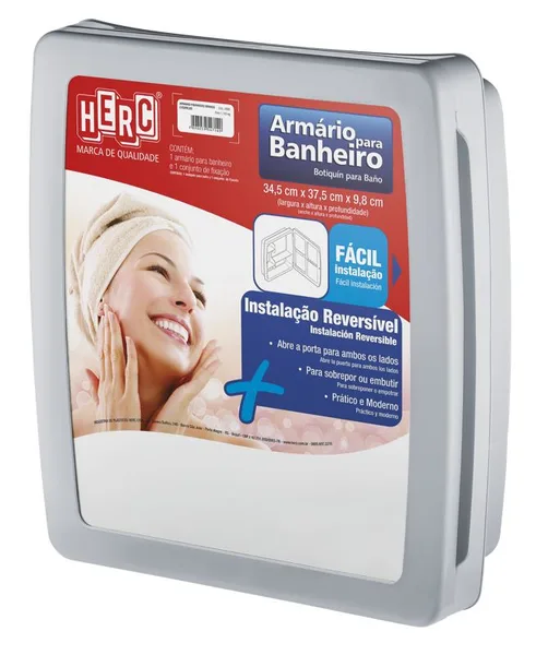 ARMARIO P/ BANHEIRO CINZA ESCURO C/ ESPELHO - HERC