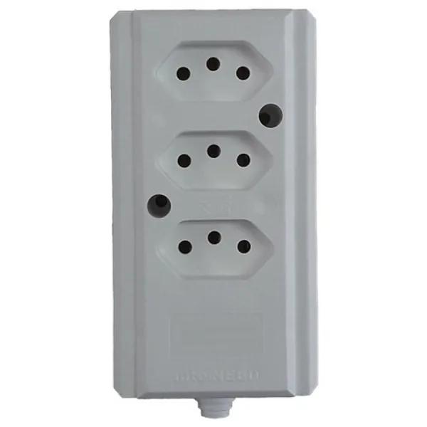 TOMADA EM BARRA 3 (TRIPLA) 2P+T 20A CINZA - INTERNEED