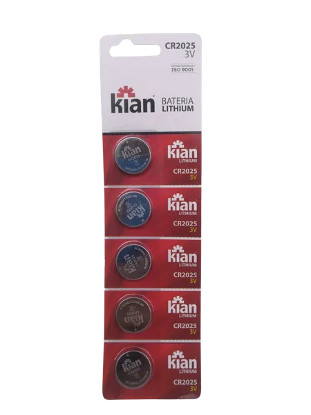 PILHA BATERIA BOTAO LITIO CR2025 (CARTELA C/ 5 PC) - KIAN