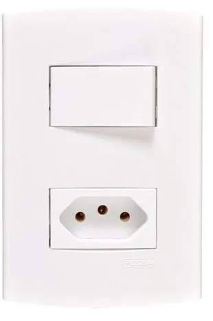 PEE ALFA CJ. 1 INTERRUPTOR SIMPLES + 1 TOMADA 2P+T 20A C/ PLACA BRANCO