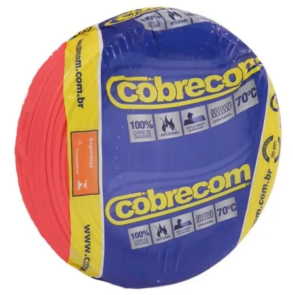 CABO FLEXIVEL ROLO C/ 100M 10,00MM VERMELHO - COBRECOM