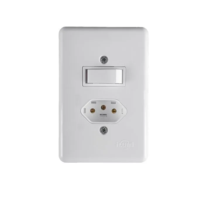 ILUMI CJ. 1 INTERRUPTOR SIMPLES 6A + 1 TOMADA 2P+T 20A BRANCO - STYLUS
